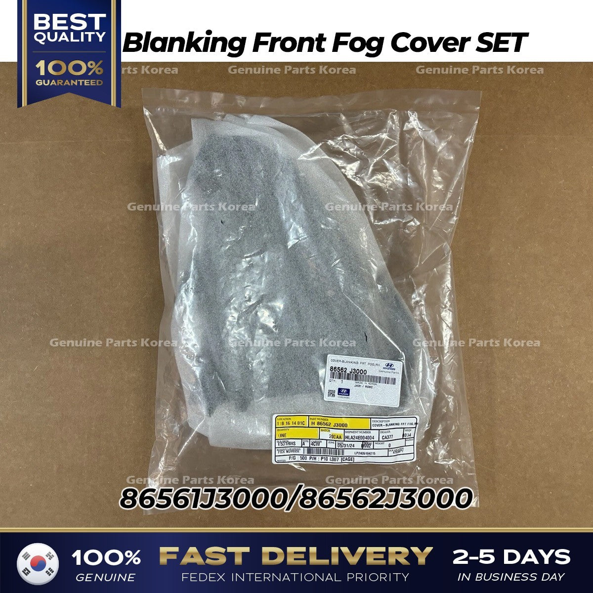 Genuine Blanking Front Fog Cover SET for Hyundai Veloster