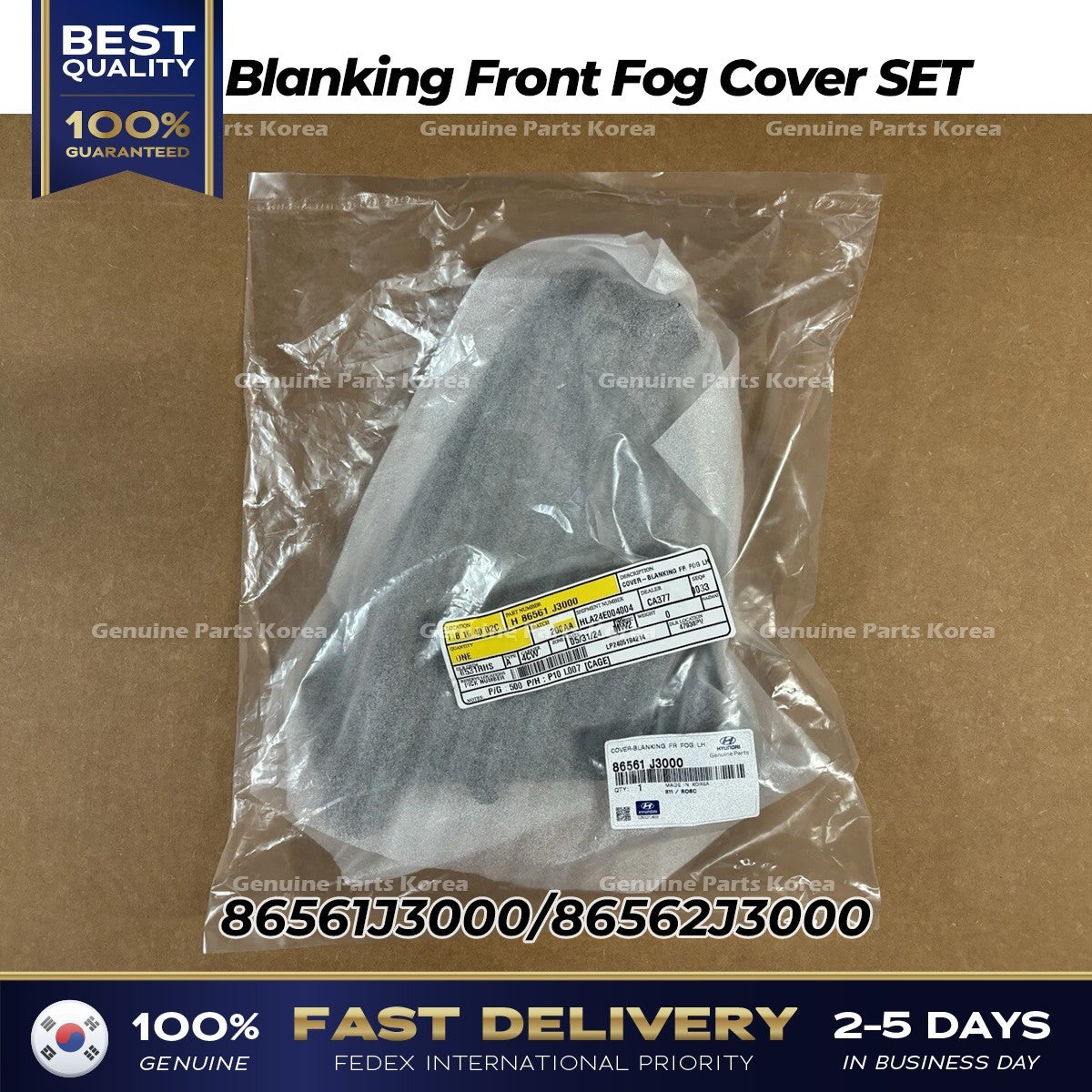 Genuine Blanking Front Fog Cover SET for Hyundai Veloster