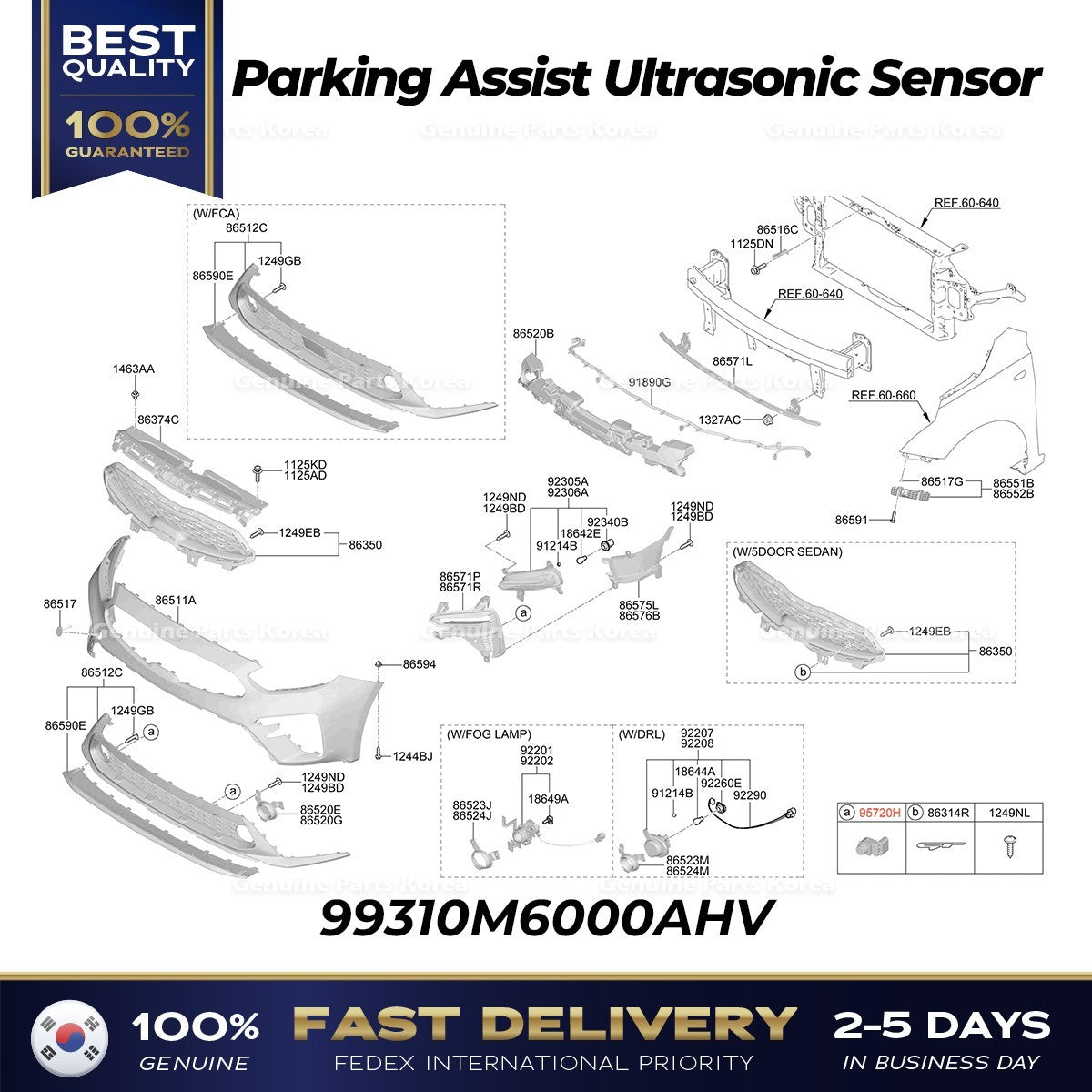 Genuine Parking Assist Ultrasonic Sensor 99310M6000AHV for Kia Cerato Forte