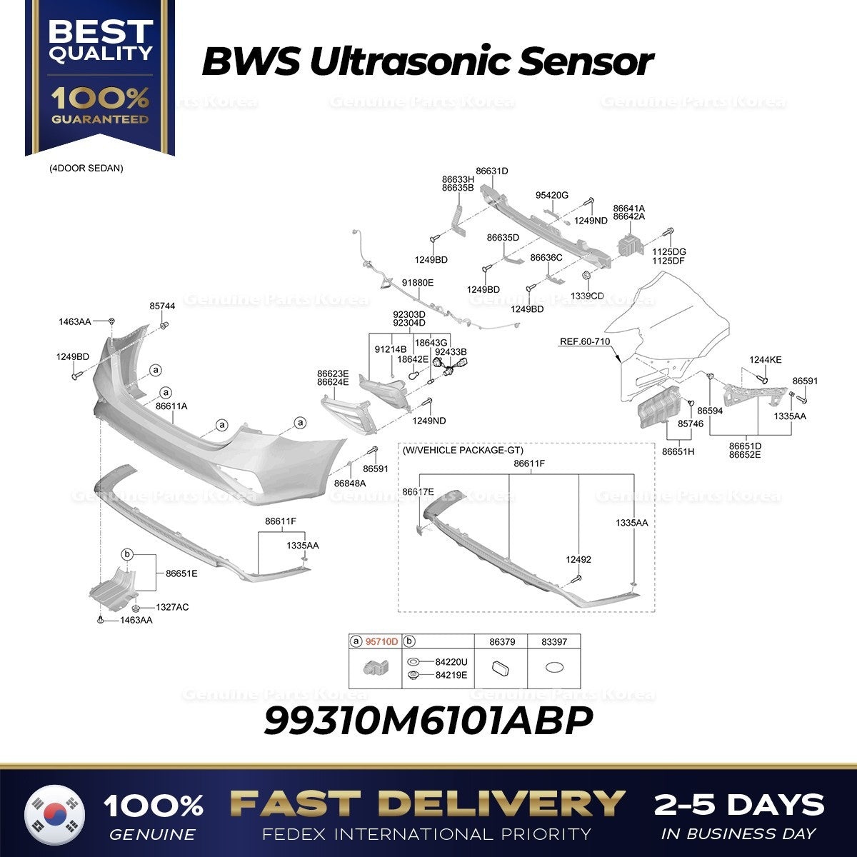 Genuine BWS Ultrasonic Sensor 99310M6101ABP for Kia Forte