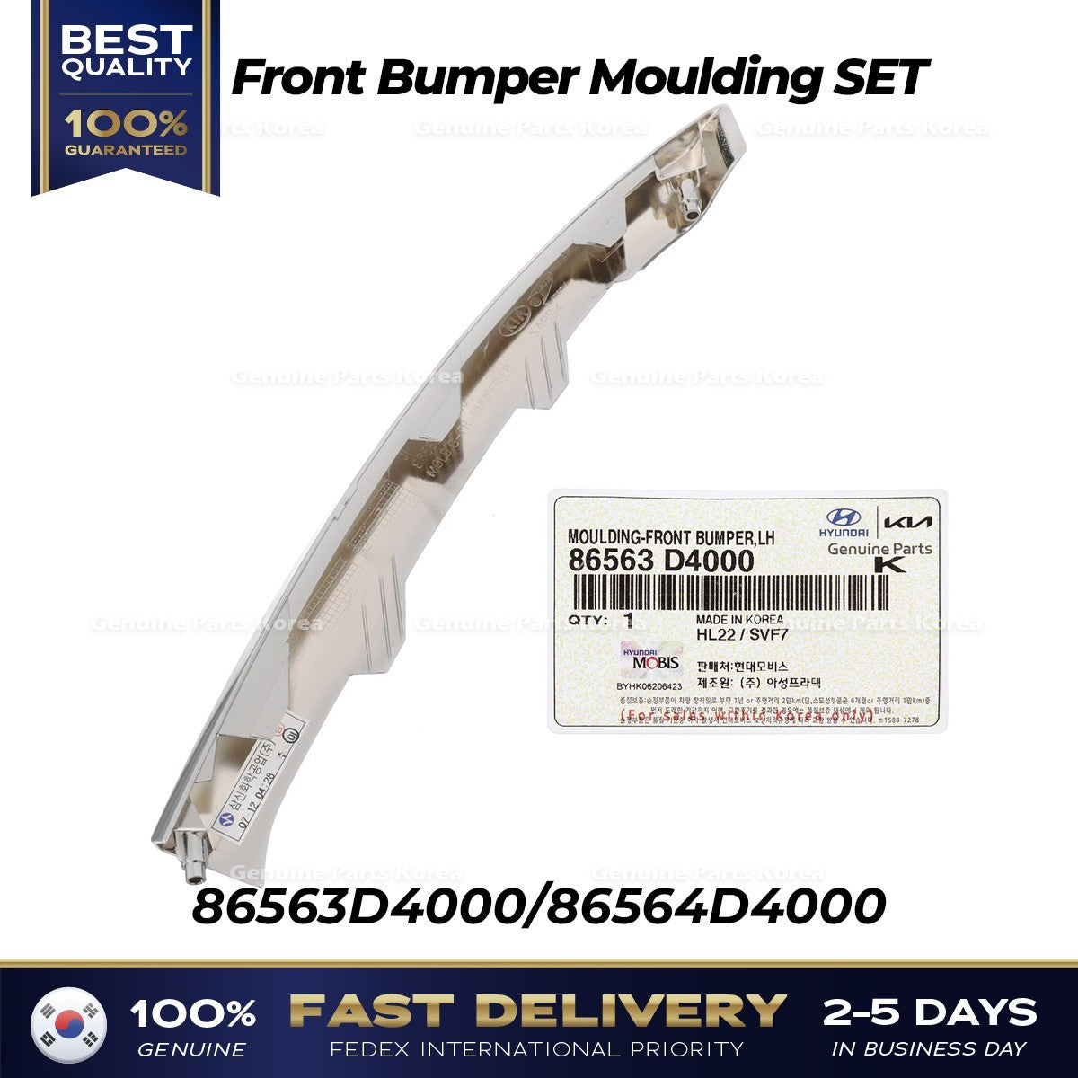 Genuine Front Bumper Moulding SET 86563D4000 86564D4000 for Kia Optima