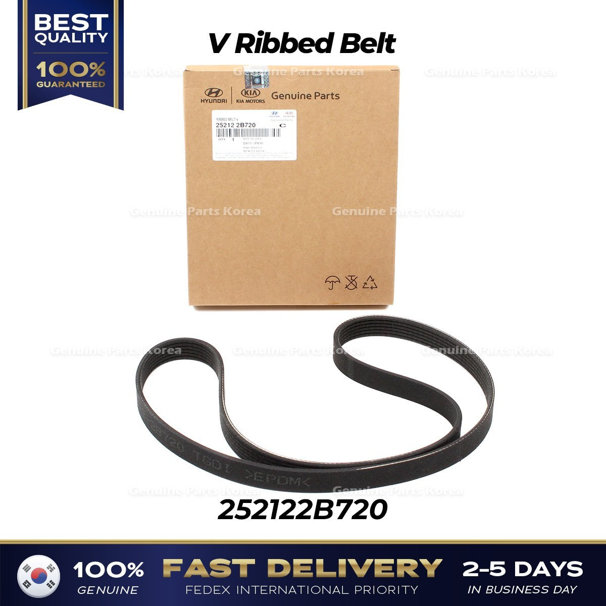 Genuine V Ribbed Belt 252122B720 for Hyundai Elantra Veloster Kia Forte
