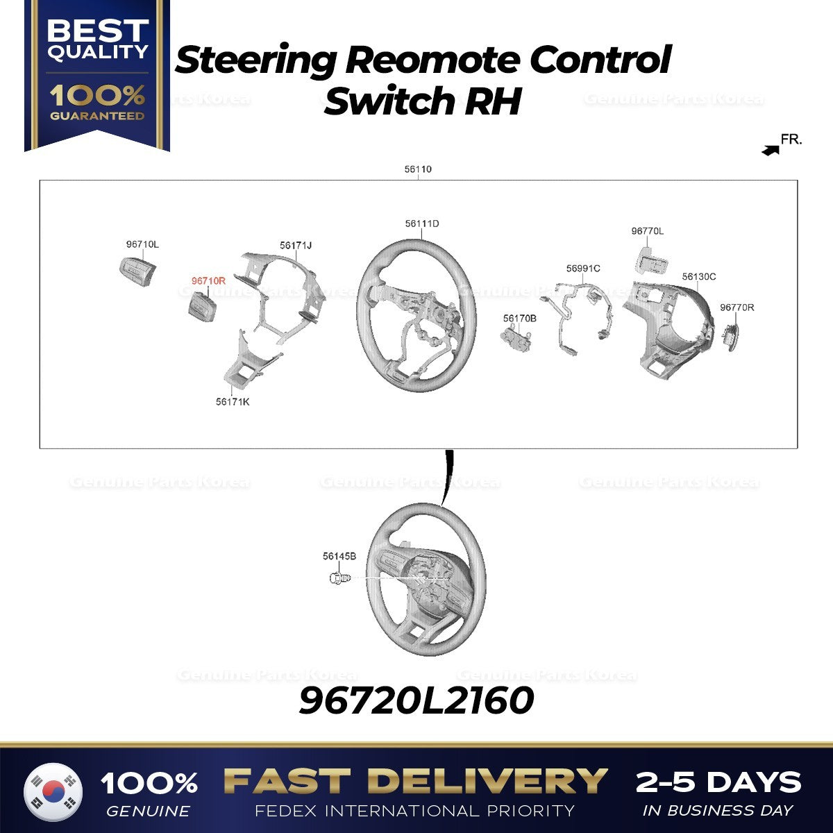 Genuine Steering Reomote Control Switch RH 96720L2160 for Kia K5