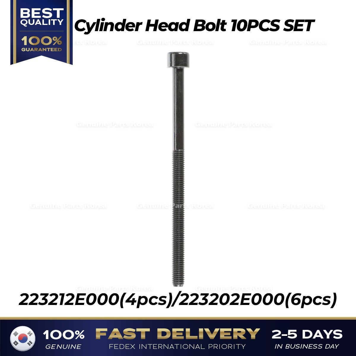 Genuine Cylinder Head Bolt 10PCS SET 223212E000 223202E000 for Hyundai Kia