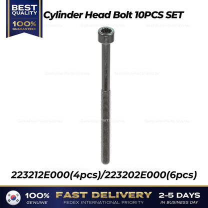 Genuine Cylinder Head Bolt 10PCS SET 223212E000 223202E000 for Hyundai Kia