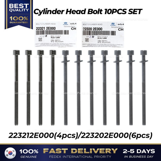 Genuine Cylinder Head Bolt 10PCS SET 223212E000 223202E000 for Hyundai Kia