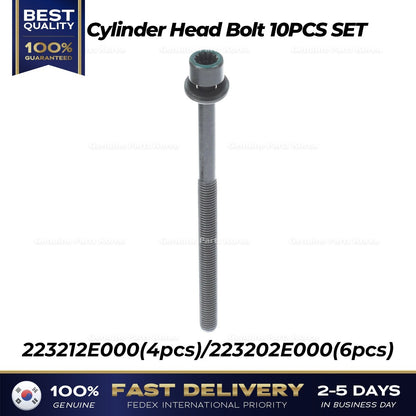 Genuine Cylinder Head Bolt 10PCS SET 223212E000 223202E000 for Hyundai Kia