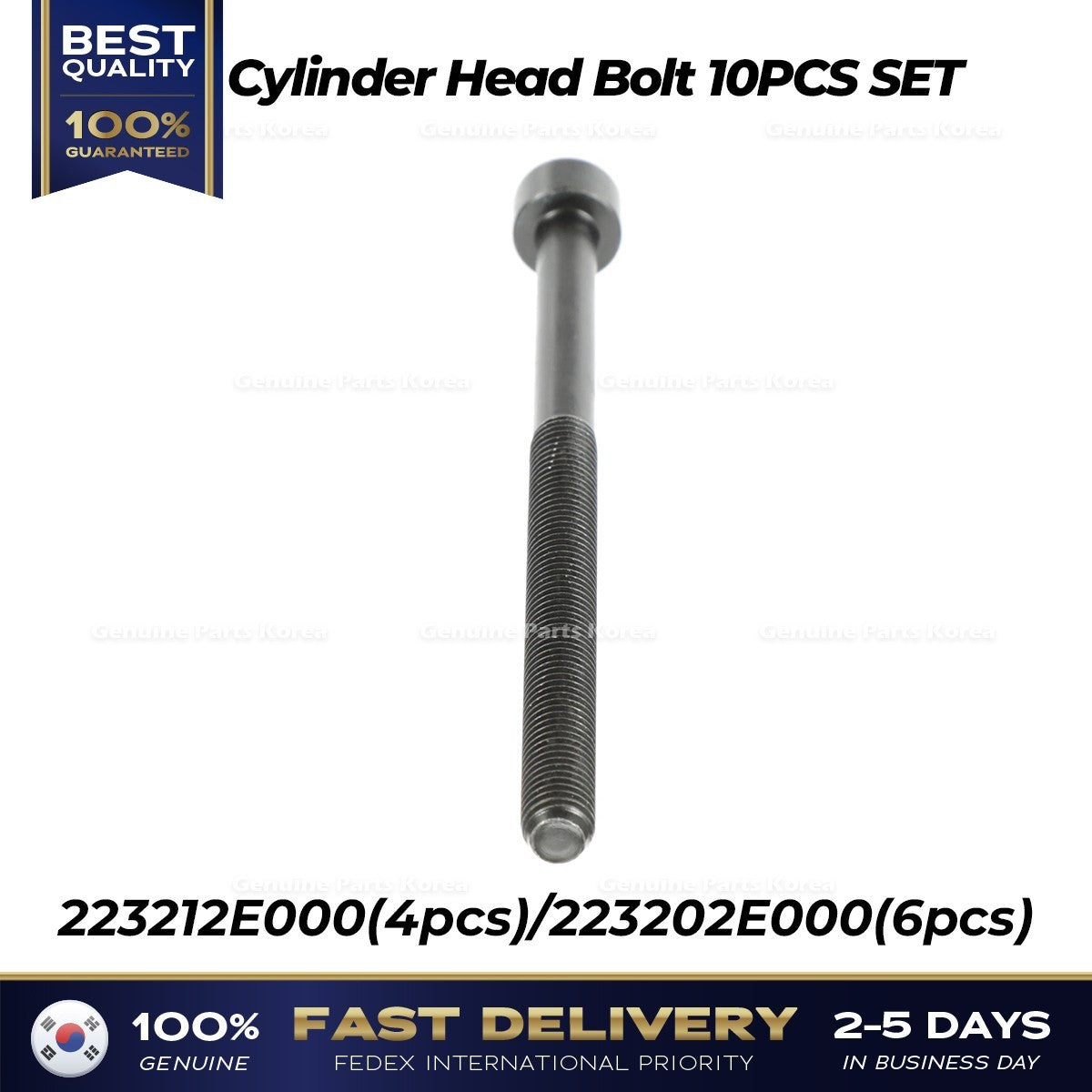 Genuine Cylinder Head Bolt 10PCS SET 223212E000 223202E000 for Hyundai Kia