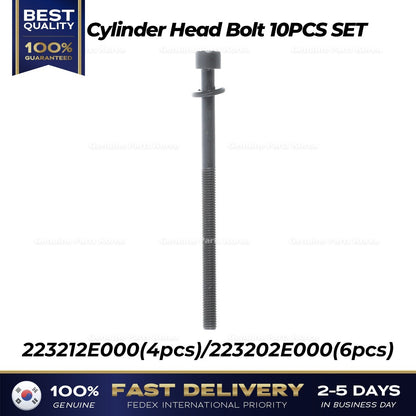 Genuine Cylinder Head Bolt 10PCS SET 223212E000 223202E000 for Hyundai Kia
