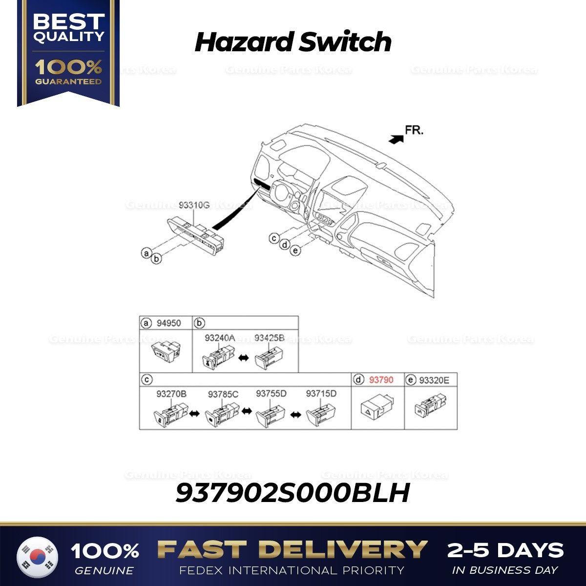 Genuine Hazard Switch 937902S000BLH for Hyundai Tucson