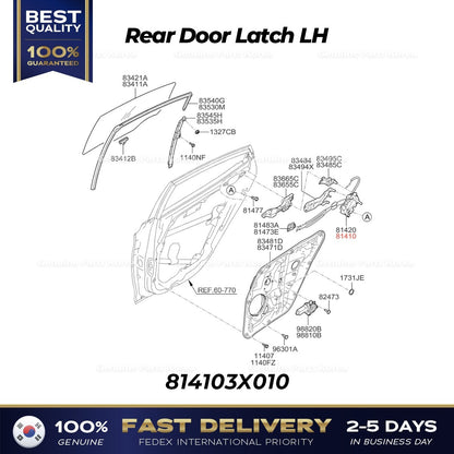 Genuine Rear Door Latch LH 814103X010 for Hyundai Elantra