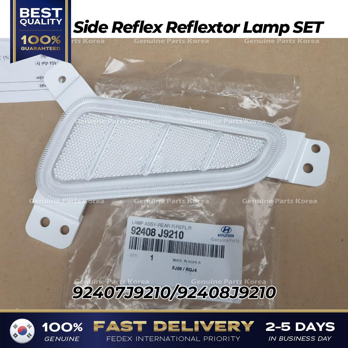 Genuine Side Reflex Reflextor Lamp SET 92407J9210 92408J9210 for Hyundai Kona