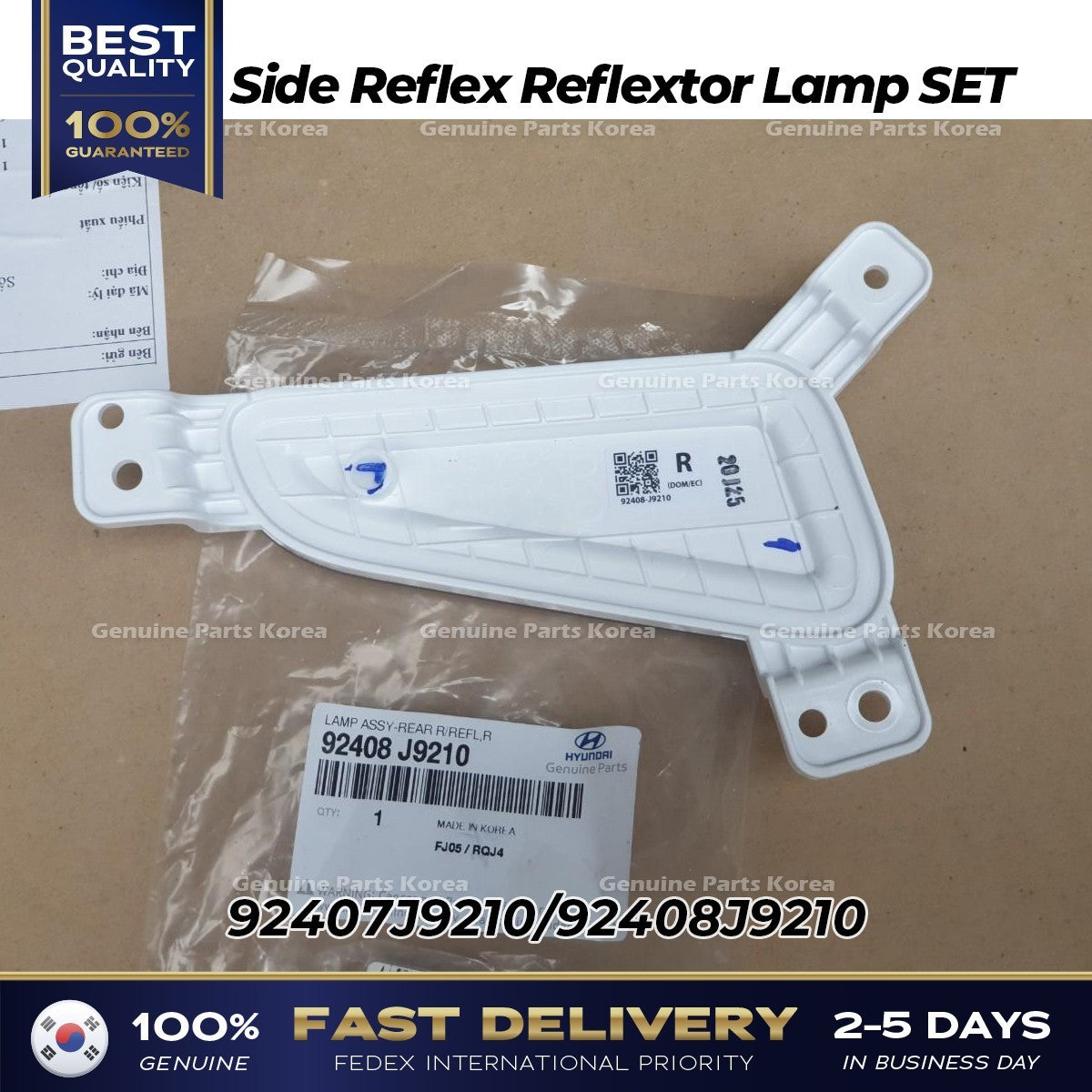 Genuine Side Reflex Reflextor Lamp SET 92407J9210 92408J9210 for Hyundai Kona