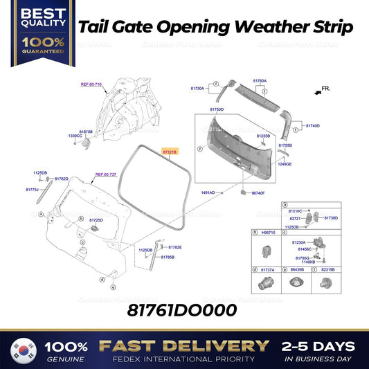 Genuine Tail Gate Opening Weather Strip 81761DO000 for Kia EV9