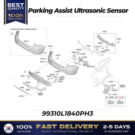 Genuine Parking Assist Ultrasonic Sensor 99310L1840PH3 for Genesis GV70