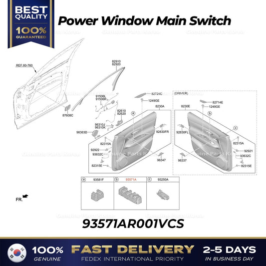 Genuine Power Window Main Switch 93571AR001VCS for Genesis Electrified GV70