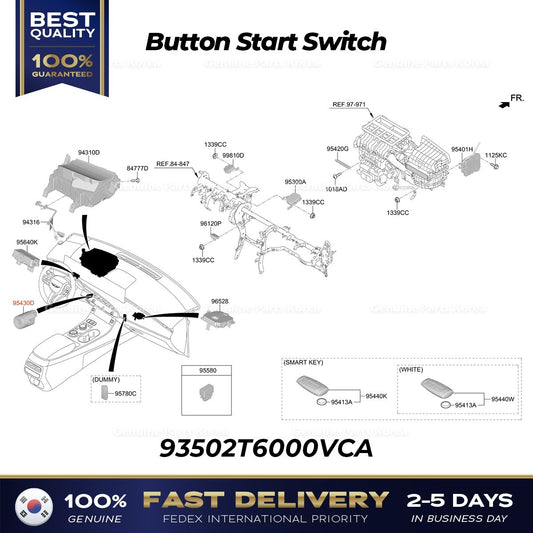 Genuine Button Start Switch 93502T6000VCA for Hyundai Genesis GV80 GV70
