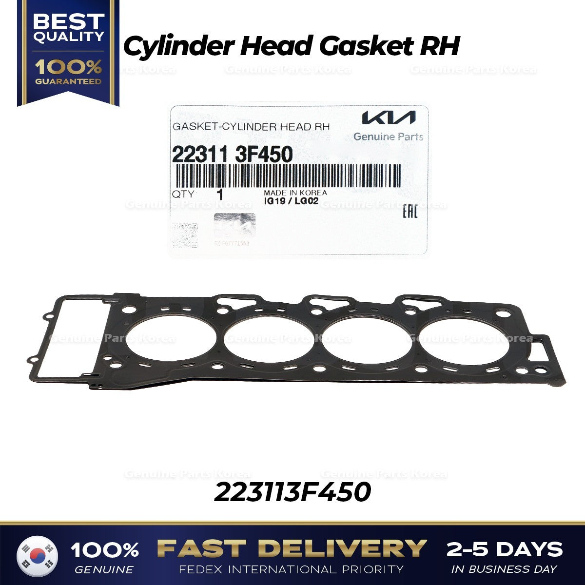 Genuine Cylinder Head Gasket RH 223113F450 for Hyundai Genesis G80 G90