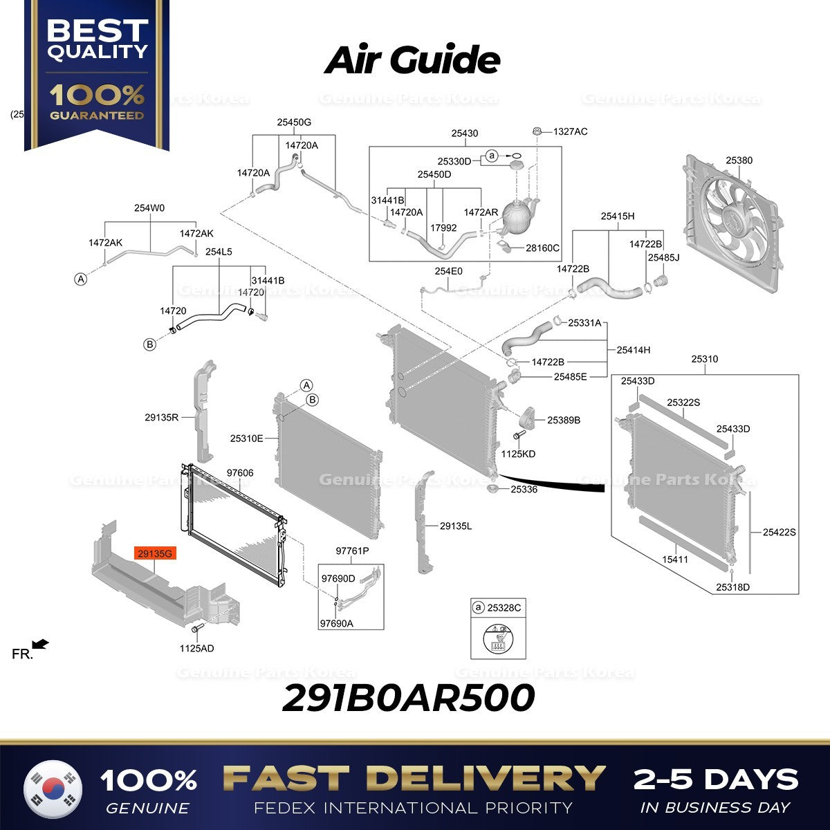 Genuine Air Guide 291B0AR500 for Genesis GV70
