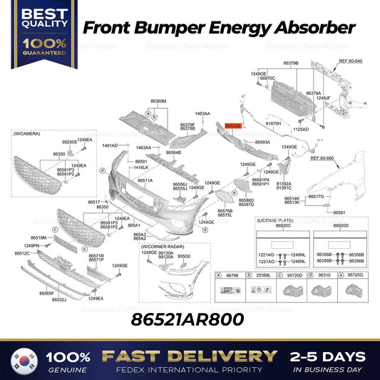 Genuine Front Bumper Energy Absorber 86521AR800 for Genesis GV70