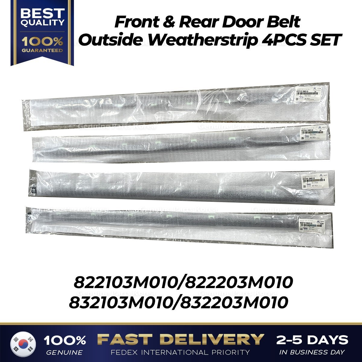 Genuine Front & Rear Door Belt Outside Weatherstrip 4PCS SET for Genesis