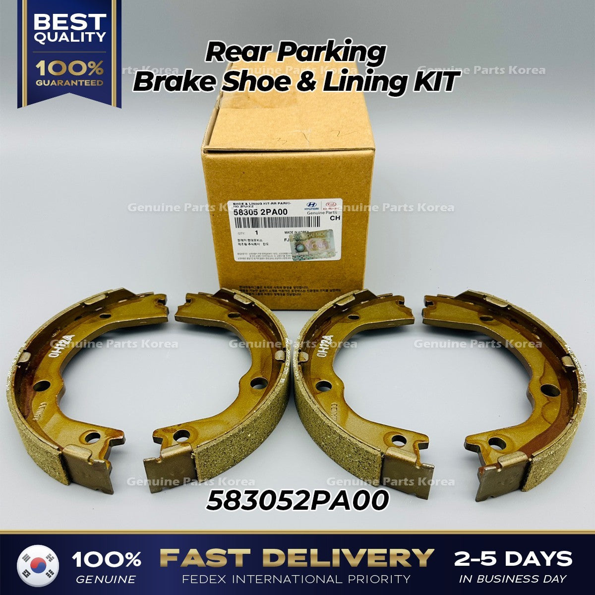 Genuine Rear Parking Brake Shoe & Lining KIT 583052PA00 for Hyundai Santa Fe