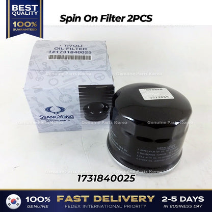 Genuine Spin On Filter 2PCS 1731840025 for Ssangyong Tivoli