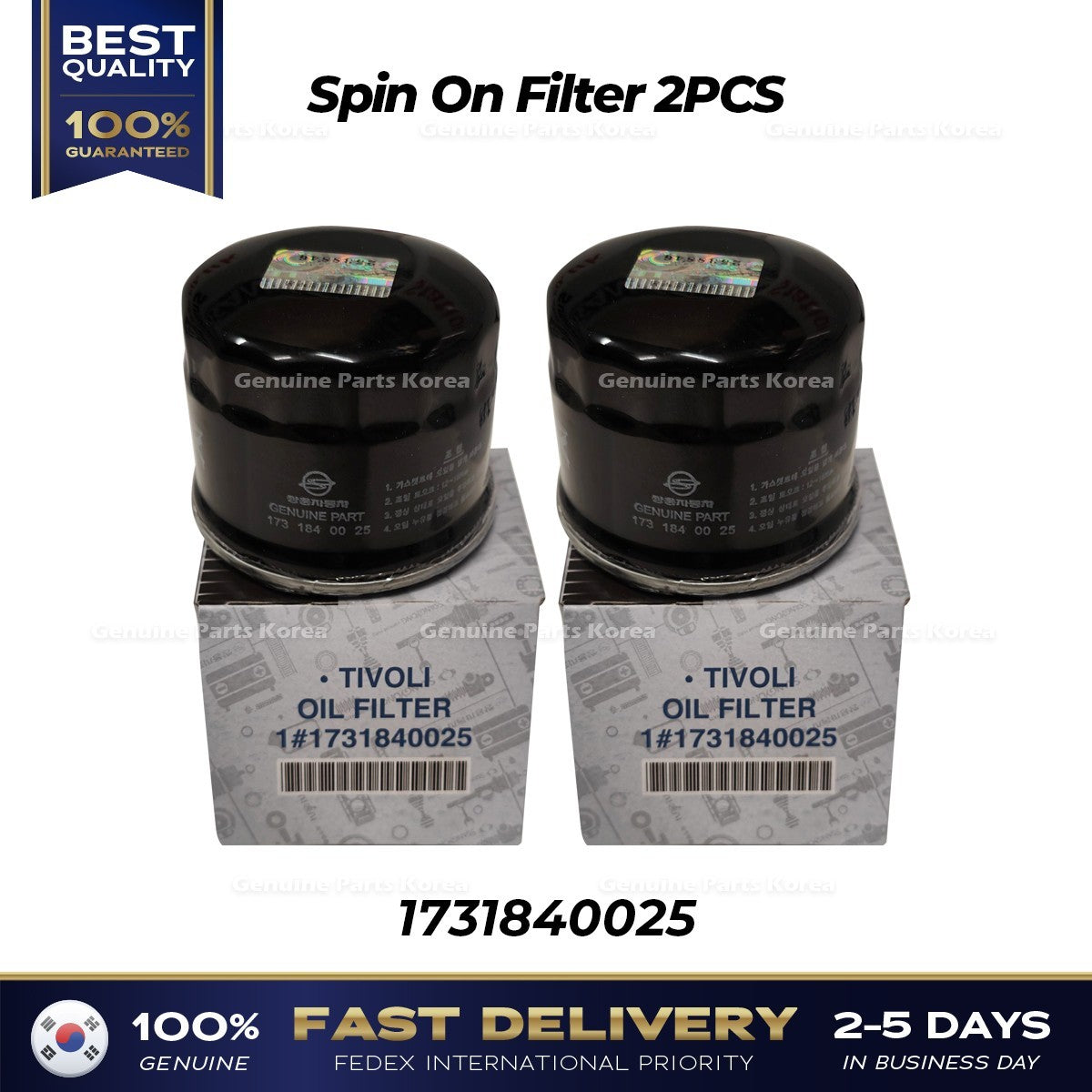 Genuine Spin On Filter 2PCS 1731840025 for Ssangyong Tivoli