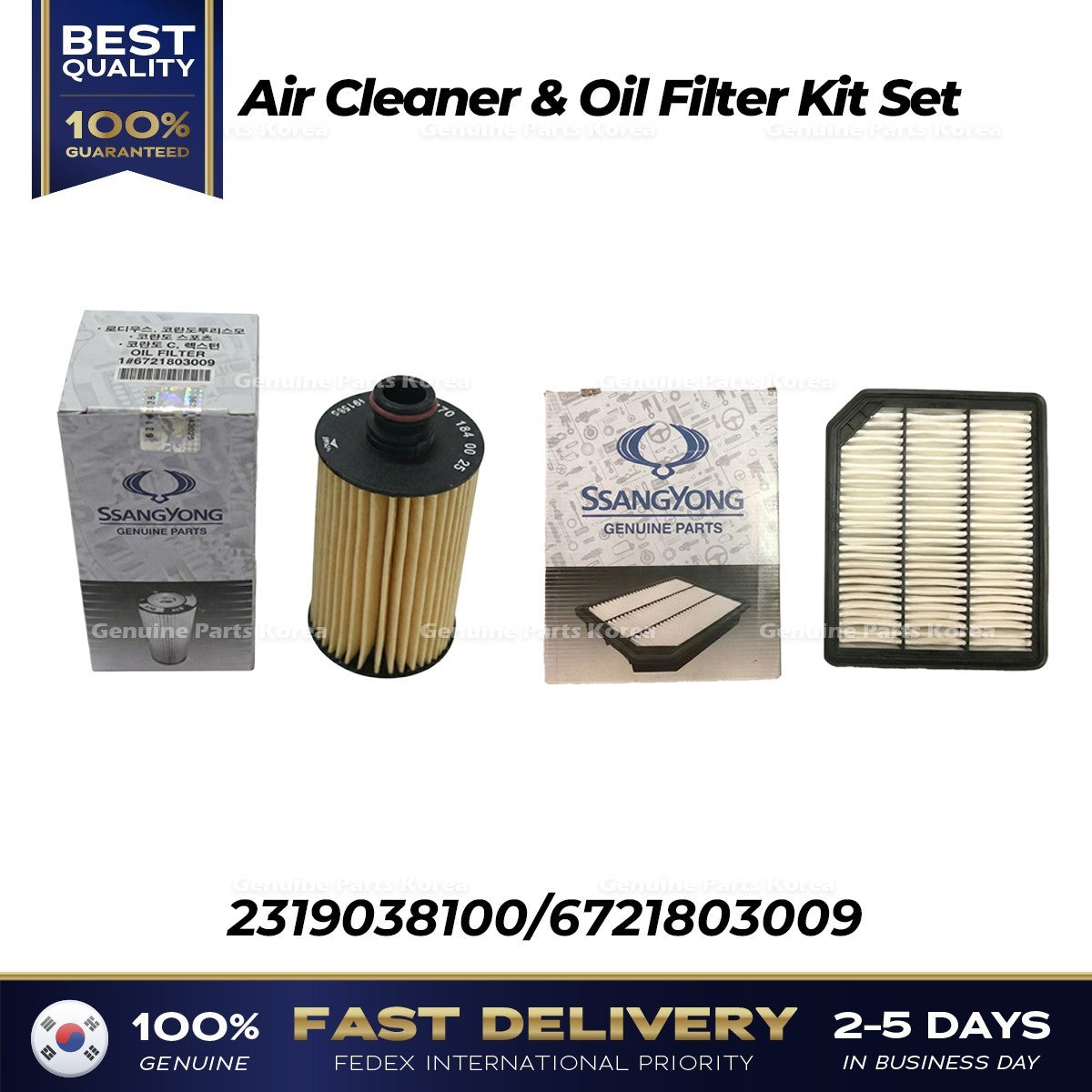 Genuine Air Cleaner & Oil Filter Kit Set for Ssangyong G4 Rexton