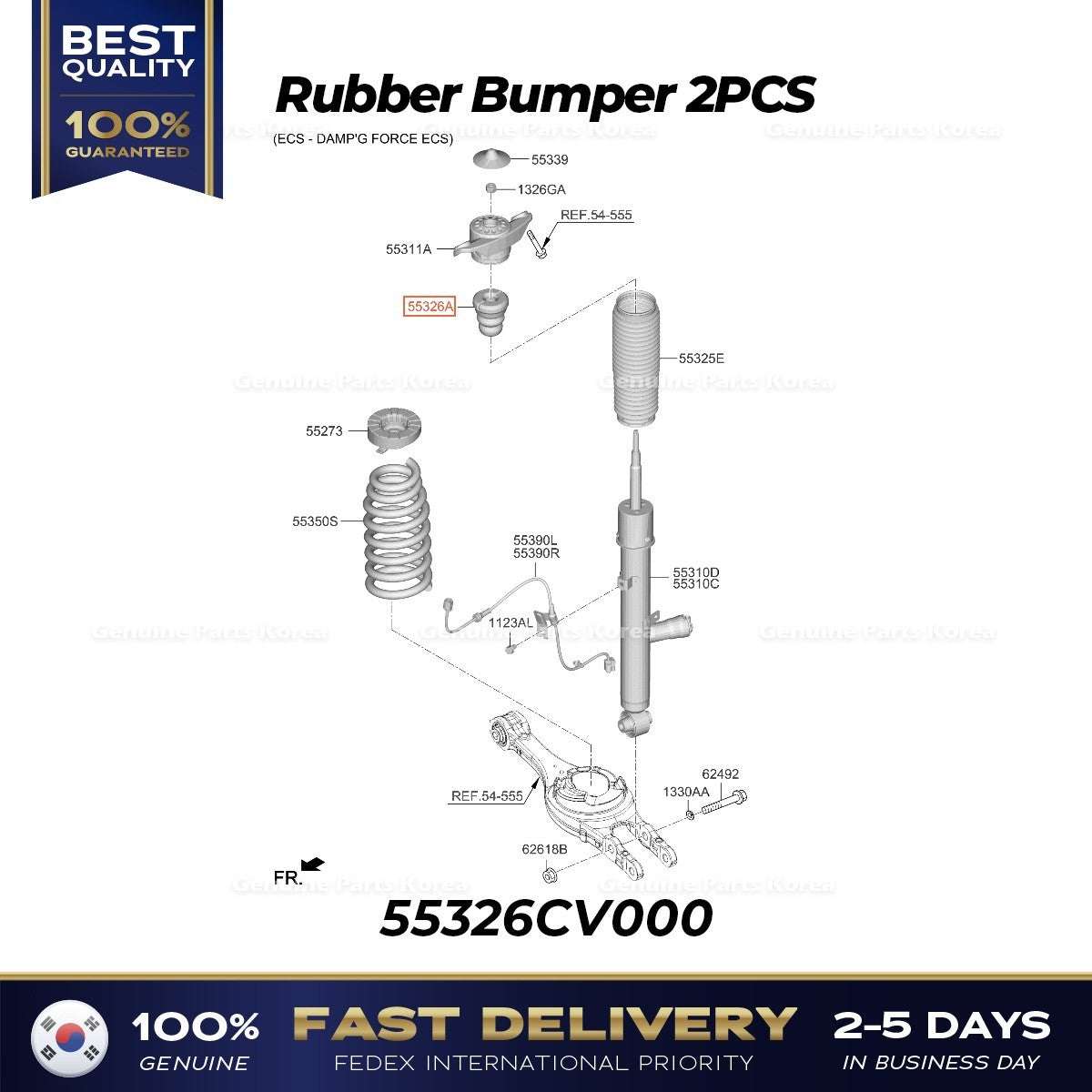 Genuine Rubber Bumper 2PCS 55326CV000 for Hyundai Ioniq 6 Kia EV6