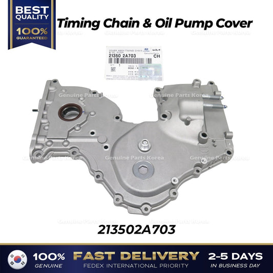 Genuine Timing Chain & Oil Pump Cover 213502A703 for Hyundai Accent Elantra