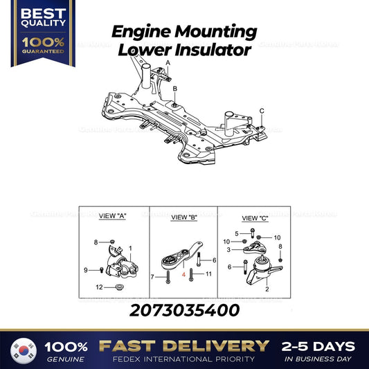 Genuine Engine Mounting Lower Insulator 2073035400 for Ssangyong Tivoli