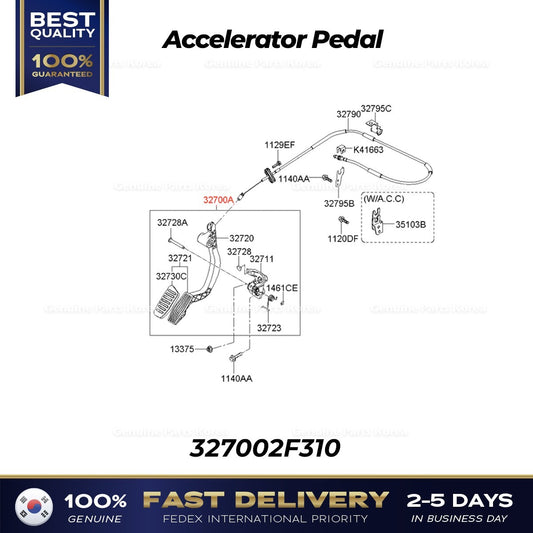Genuine Accelerator Pedal 327002F310 for Kia Spectra