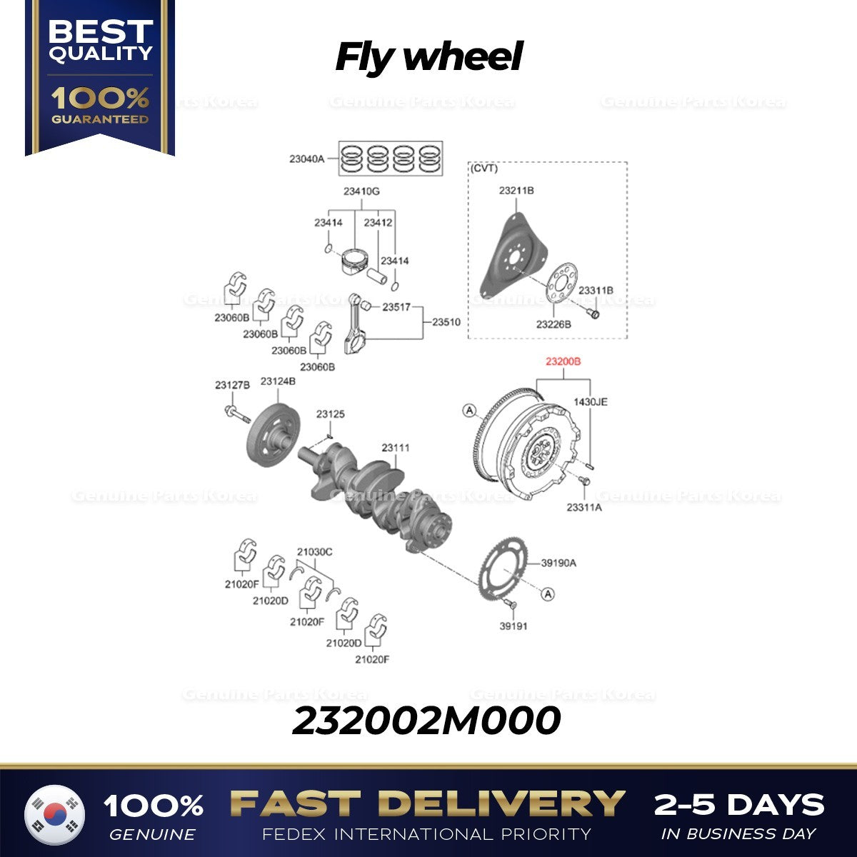 Genuine Fly wheel 232002M000 for Hyundai Accent
