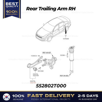 Genuine Rear Trailing Arm RH 552802T000 for Kia Optima Hybrid