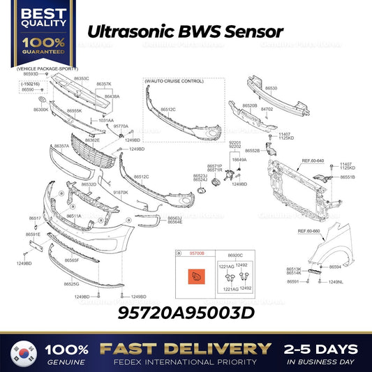 Genuine Ultrasonic BWS Sensor 95720A95003D for Kia Sedona