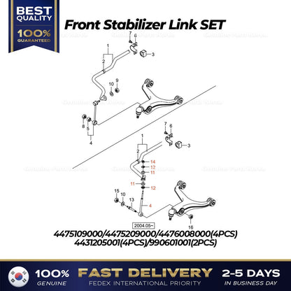 Genuine Front Stabilizer Link SET 4475109000 4475209000 for Ssangyong Rexton