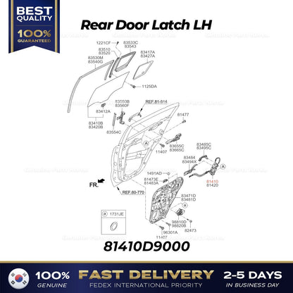 Genuine Rear Door Latch LH 81410D9000 for Kia Sportage