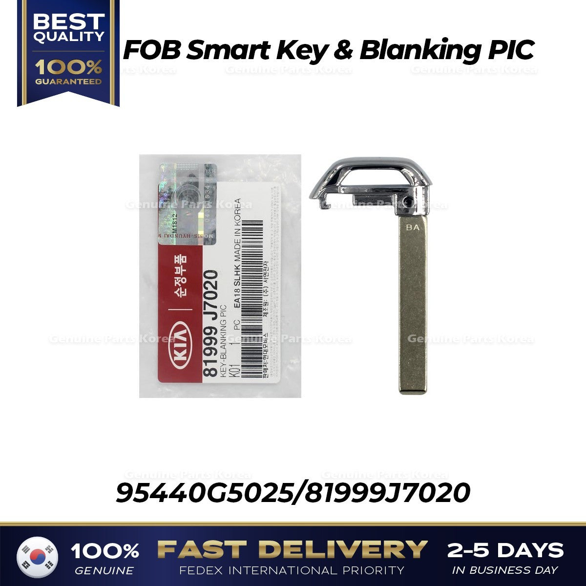 Genuine FOB Smart Key & Blanking PIC 95440G5025 for Kia Niro