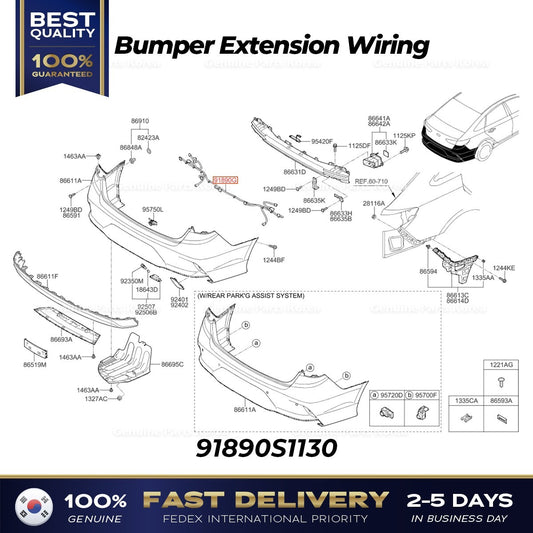 Genuine Bumper Extension Wiring 91890S1130 for Hyundai Santa Fe