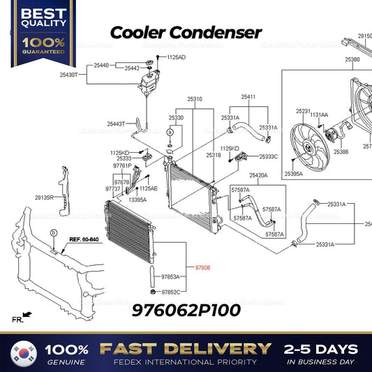 Genuine Cooler Condenser 976062P100 for Kia Sorento