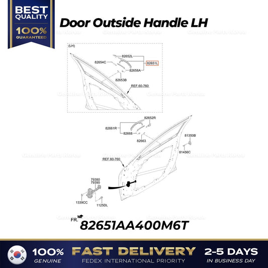 Genuine Door Outside Handle LH 82651AA400M6T for Hyundai Elantra