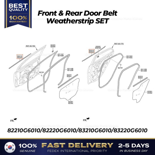 Genuine Front & Rear Door Belt Weatherstrip SET for Kia Picanto