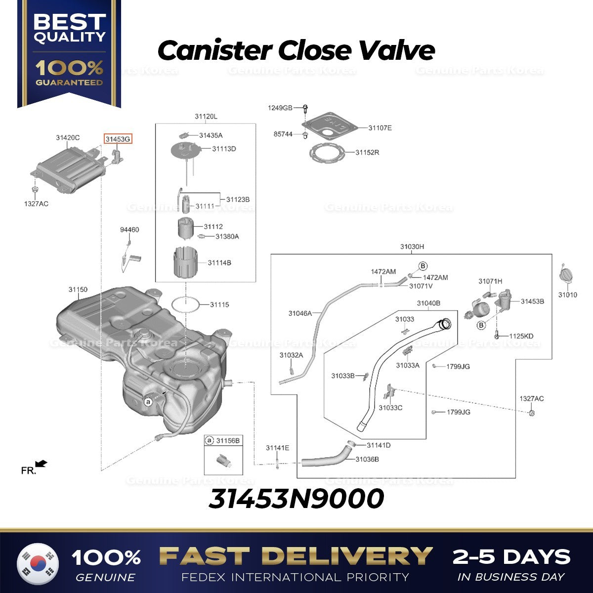 Genuine Canister Close Valve 31453N9000 for Hyundai Tucson Kia Sportage