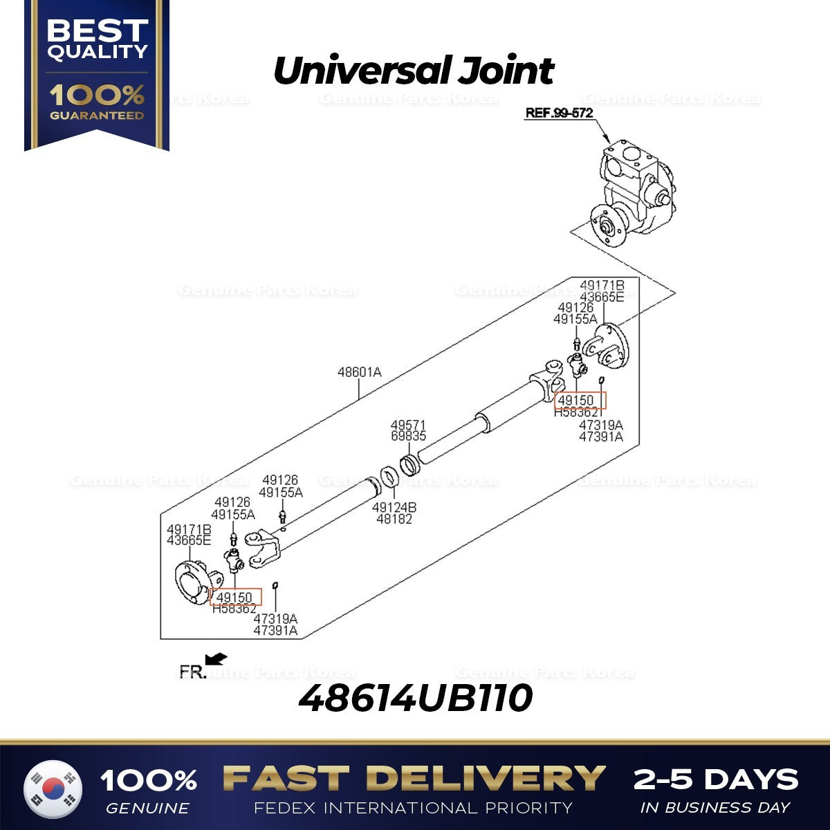 Genuine Universal Joint 48614UB110 for Hyundai HD65