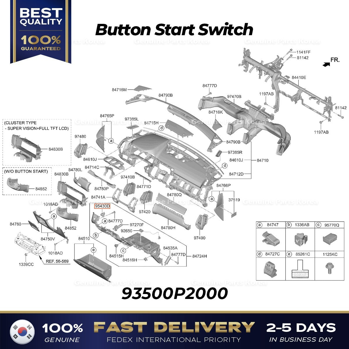 Genuine Button Start Switch 93500P2000 for Kia Sorento