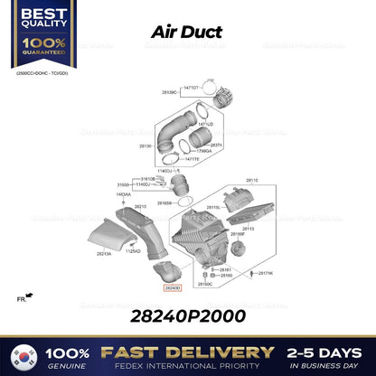 Genuine Air Duct 28240P2000 for Hyundai Santa Fe Kia Sorento