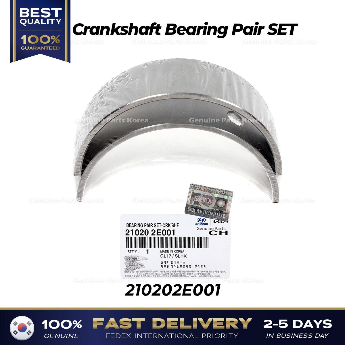 Genuine Crankshaft Bearing Pair SET 210202E001 for Hyundai Elantra Kia Forte