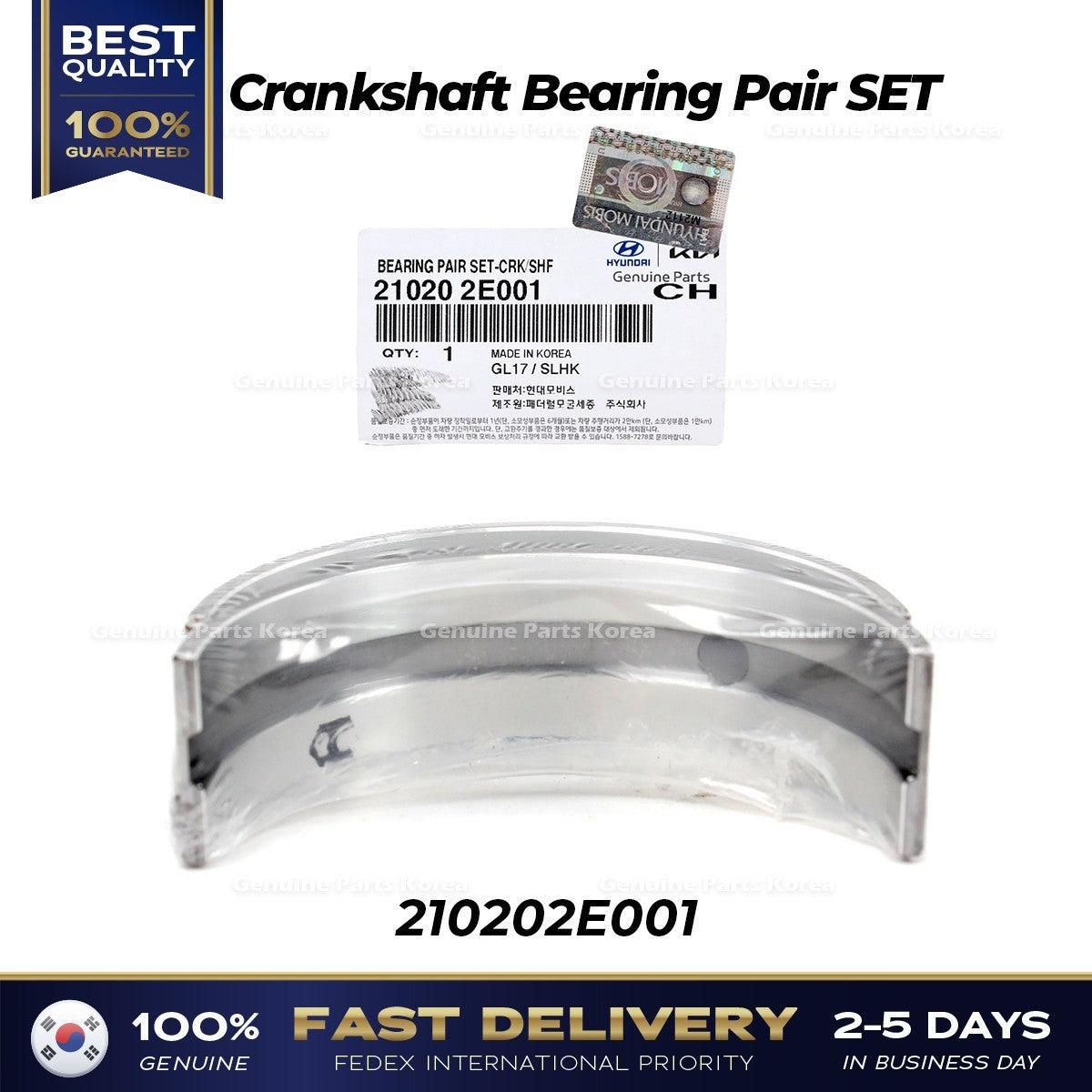 Genuine Crankshaft Bearing Pair SET 210202E001 for Hyundai Elantra Kia Forte