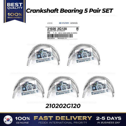 Genuine Crankshaft Bearing 5 Pair SET 210202G120 for Hyundai Genesis Kia
